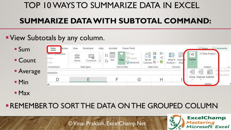 How To Summarize Data in Excel: Top 10 Ways