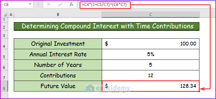 How to Use Compound Interest Formula in Excel (4 Easy Ways) (11) How to Use Compound Interest Formula in Excel (4 Easy Ways) (11)