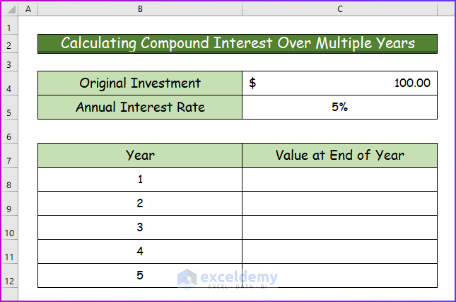 How to Use Compound Interest Formula in Excel (4 Easy Ways) (4) How to Use Compound Interest Formula in Excel (4 Easy Ways) (4)