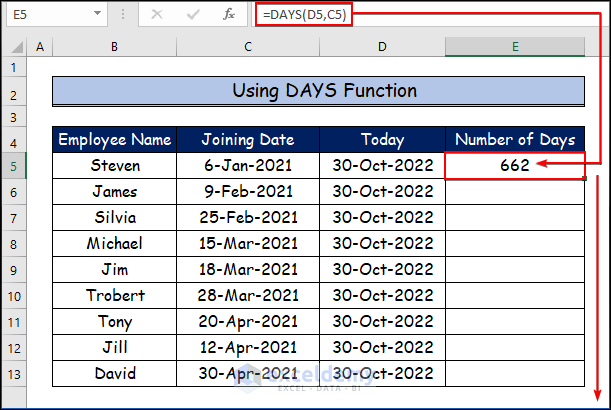 Kuinka käyttää Excel-kaavaa päivien laskemiseen päivämäärästä tähän päivään (9) Kuinka käyttää Excel-kaavaa päivien laskemiseen päivämäärästä tähän päivään (9)