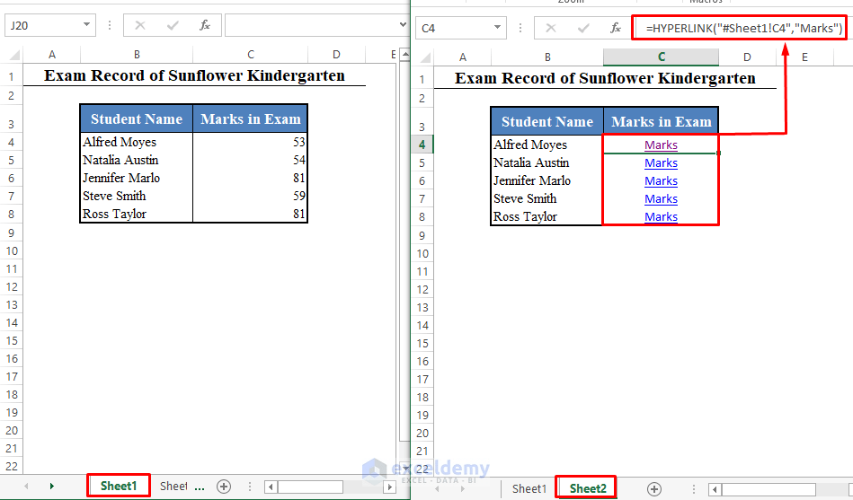 how to add hyperlink to another sheet in excel 2 easy ways