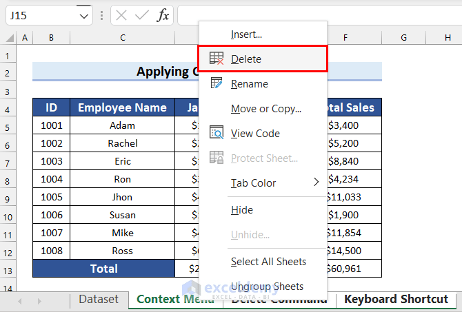 How to delete a sheet in excel (7 quick ways)
