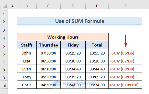How To Sum Time In Excel (9 Suitable Methods) - ExcelDemy