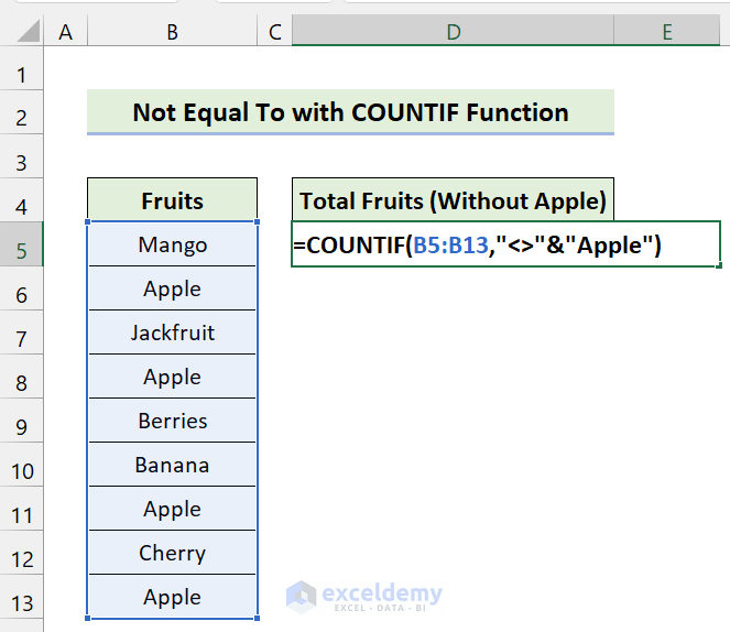 'Not Equal to' Operator in Excel (With 5 Examples) - ExcelDemy (10) 'Not Equal to' Operator in Excel (With 5 Examples) - ExcelDemy (10)