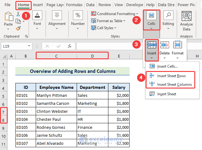 How To Add Rows And Columns In Excel (3 Methods)