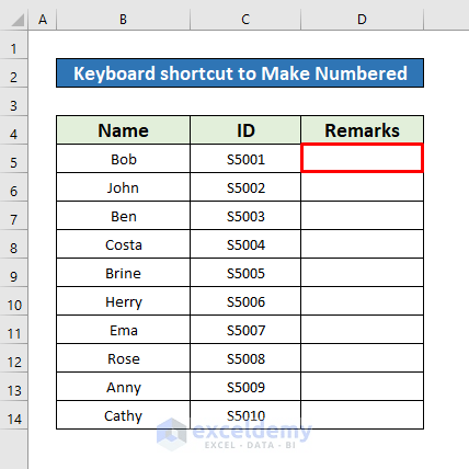 How to Make a Numbered List in Excel (8 Methods) - ExcelDemy (2) How to Make a Numbered List in Excel (8 Methods) - ExcelDemy (2)