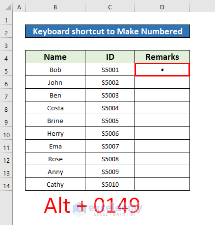 How to Make a Numbered List in Excel (8 Methods) - ExcelDemy (3) How to Make a Numbered List in Excel (8 Methods) - ExcelDemy (3)