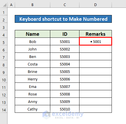 How to Make a Numbered List in Excel (8 Methods) - ExcelDemy (4) How to Make a Numbered List in Excel (8 Methods) - ExcelDemy (4)