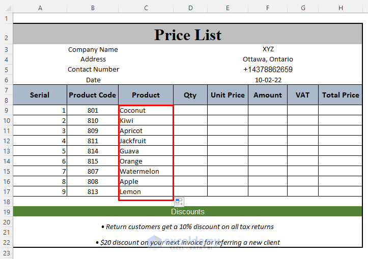 How to Make a Price List in Excel (Step by Step Guidelines) - ExcelDemy (13) How to Make a Price List in Excel (Step by Step Guidelines) - ExcelDemy (13)