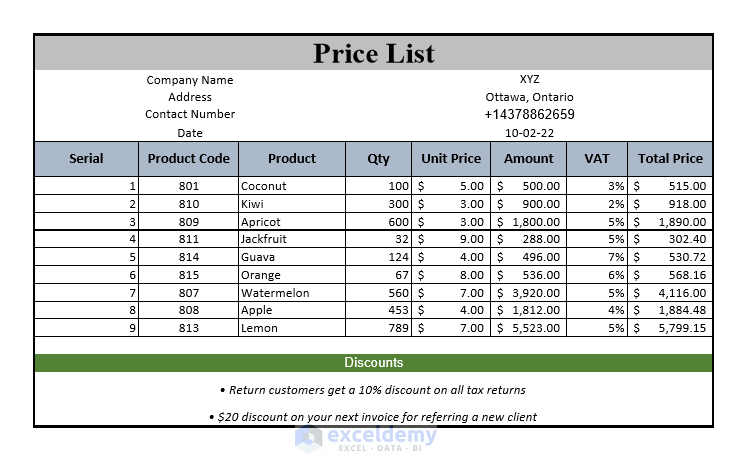 How to Make a Price List in Excel (Step by Step Guidelines) - ExcelDemy (35) How to Make a Price List in Excel (Step by Step Guidelines) - ExcelDemy (35)