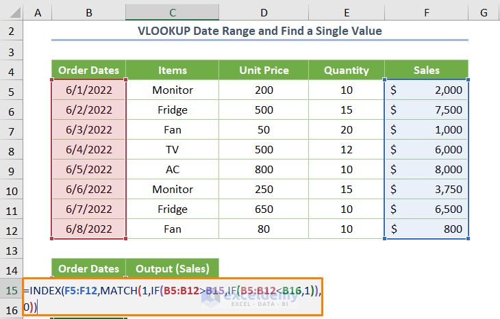 VLOOKUP Date Range and Return Value in Excel (4 Suitable Methods) (4) VLOOKUP Date Range and Return Value in Excel (4 Suitable Methods) (4)