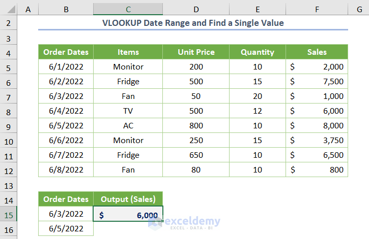 VLOOKUP Date Range and Return Value in Excel (4 Suitable Methods) (5) VLOOKUP Date Range and Return Value in Excel (4 Suitable Methods) (5)