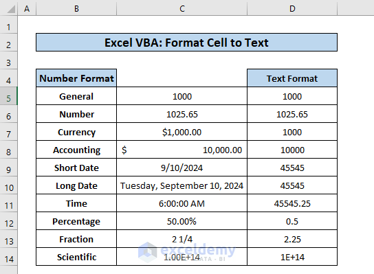Excel VBA Codes To Format Cell As Text (3 Easy Examples) - ExcelDemy