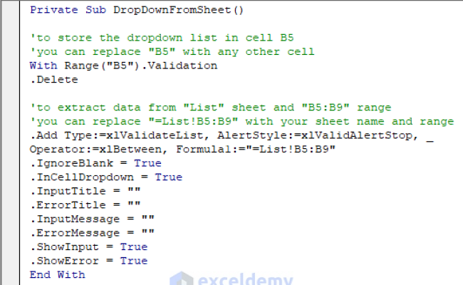 How To Create A Data Validation Drop-Down List With VBA In Excel (7 Methods)