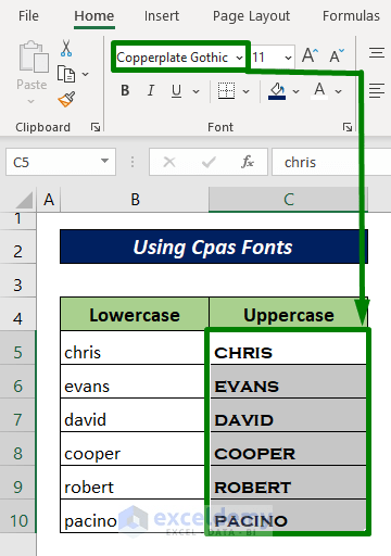 How To Change Lowercase To Uppercase In Excel Without Formula (5 Methods)