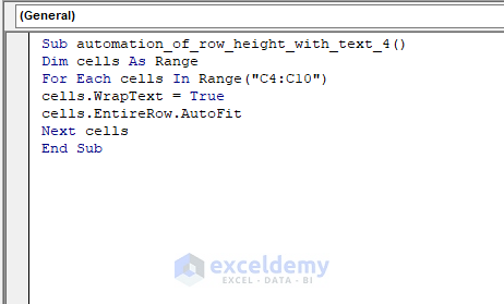How To Autofit Row Height With Wrap Text Using Excel VBA (5 Methods)
