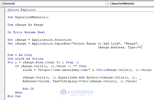 Excel Vba To Add Hyperlink Function To Each Cell In A Column Stack Overflow - Best Dark Patterns in Retina