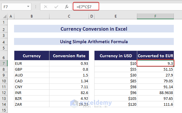 How to Convert Currencies in Excel (7 Methods) - ExcelDemy (3) How to Convert Currencies in Excel (7 Methods) - ExcelDemy (3)