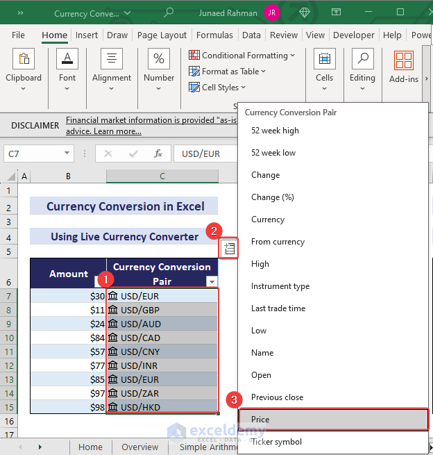 How to Convert Currencies in Excel (7 Methods) - ExcelDemy (15) How to Convert Currencies in Excel (7 Methods) - ExcelDemy (15)