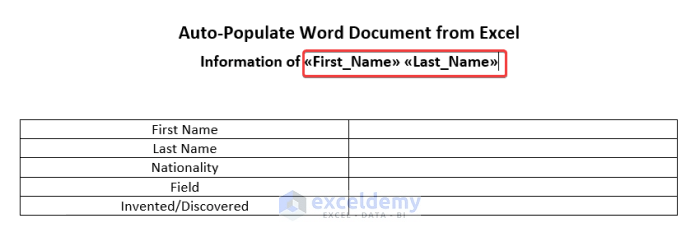 How to Auto Populate Word Document from Excel (with Quick Steps) (11) How to Auto Populate Word Document from Excel (with Quick Steps) (11)