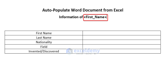 How to Auto Populate Word Document from Excel (with Quick Steps) (9) How to Auto Populate Word Document from Excel (with Quick Steps) (9)