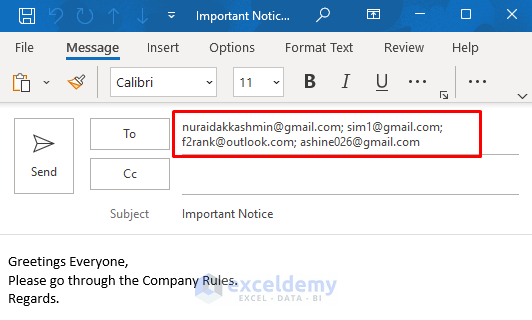 How To Send Multiple Emails From Excel Spreadsheet (2 Easy Methods)