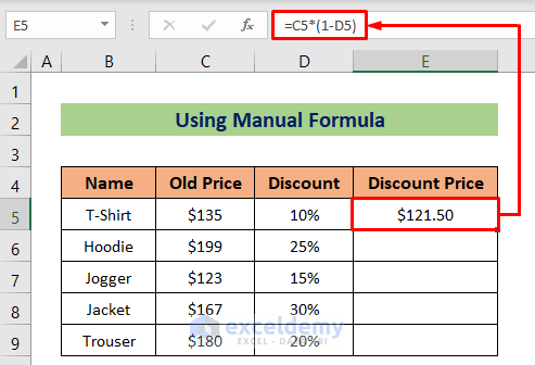 How To Calculate The Discount Price In Excel - 4 Methods - ExcelDemy