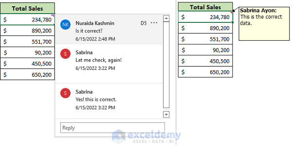 Difference Between Threaded Comments And Notes In Excel Exceldemy