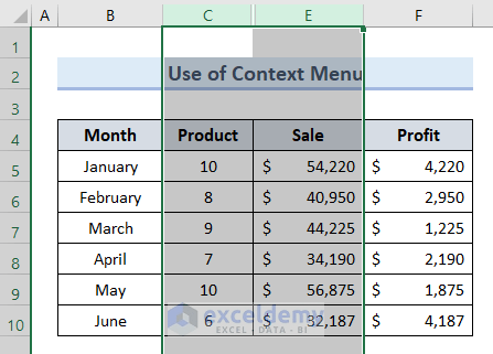 How to Hide and Unhide Columns in Excel (7 Methods) - ExcelDemy (5) How to Hide and Unhide Columns in Excel (7 Methods) - ExcelDemy (5)