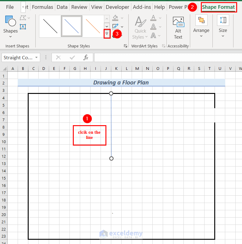 How to draw engineering drawing in excel (2 suitable examples)