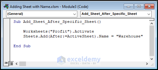 How to add a named sheet in excel using vba (6 methods)