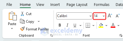 How to change font size in excel