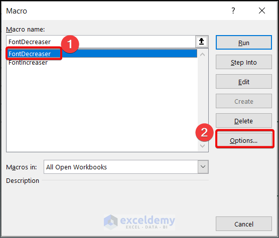 How to change font size in excel