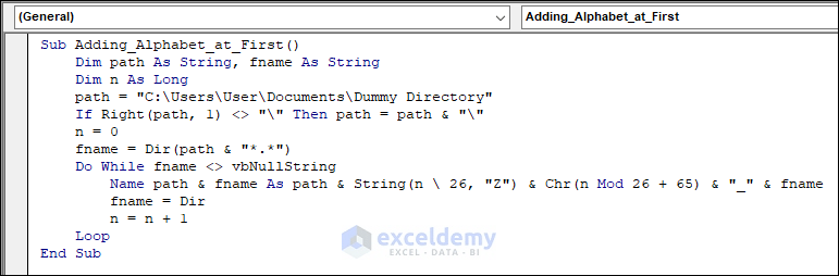 How to use excel vba to loop through files in a folder and rename (6 ways)
