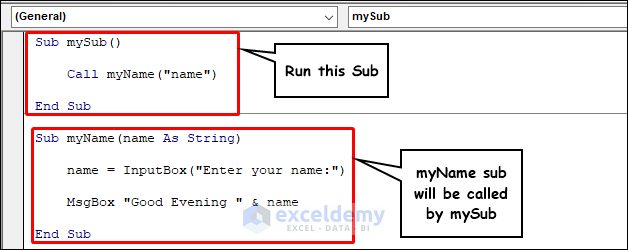 Excel VBA to Call Sub with Parameters (3 Suitable Examples) - ExcelDemy