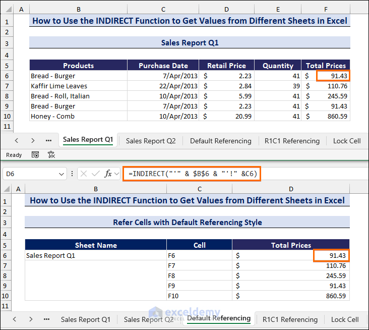 How To Use The INDIRECT Function To Get Values From Different Sheet In ...