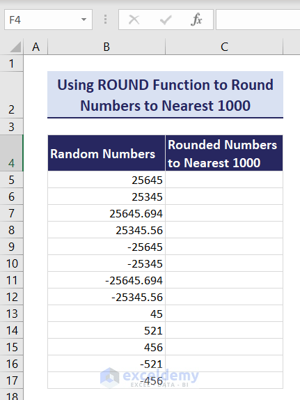 How to Round to Nearest 1000 in Excel (7 Easy Methods) - ExcelDemy (2) How to Round to Nearest 1000 in Excel (7 Easy Methods) - ExcelDemy (2)