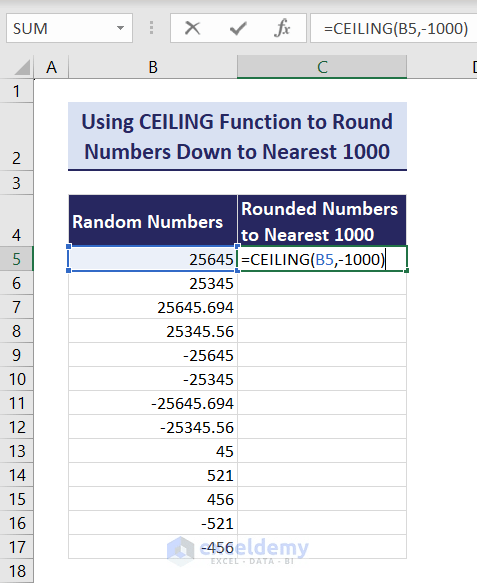 How to Round to Nearest 1000 in Excel (7 Easy Methods) - ExcelDemy (15) How to Round to Nearest 1000 in Excel (7 Easy Methods) - ExcelDemy (15)