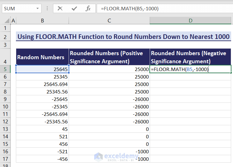 How to Round to Nearest 1000 in Excel (7 Easy Methods) - ExcelDemy (35) How to Round to Nearest 1000 in Excel (7 Easy Methods) - ExcelDemy (35)
