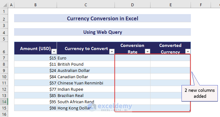 How to Convert Currencies in Excel (7 Methods) - ExcelDemy (27) How to Convert Currencies in Excel (7 Methods) - ExcelDemy (27)