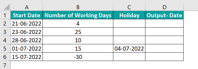 Workday excel function