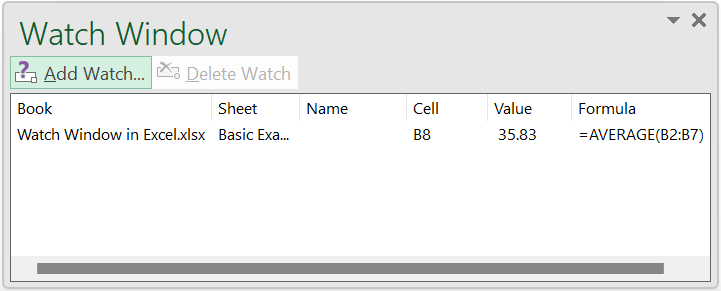 Watch Window in Excel (40) Watch Window in Excel (40)