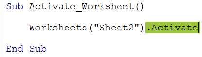 Vba activate sheet