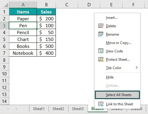 Group worksheets in excel