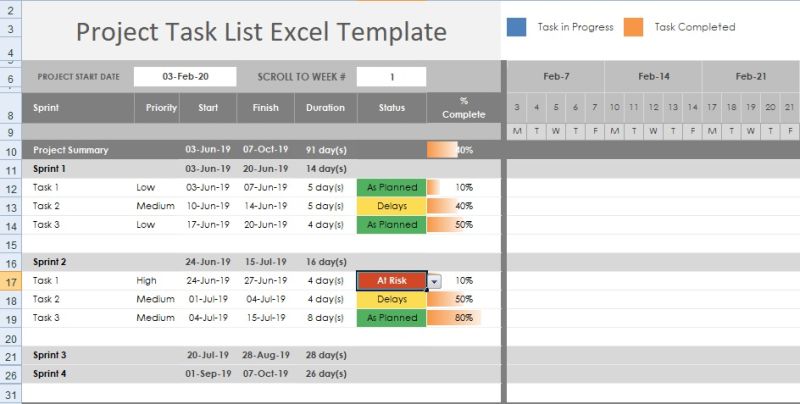 Project Task List Excel Template - Design Talk