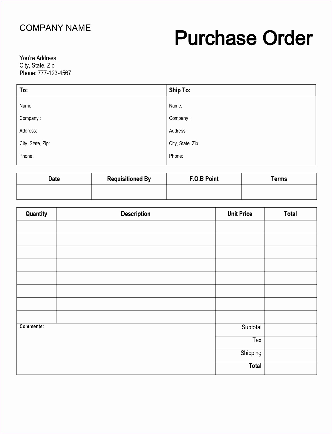 10 purchase order template microsoft excel excel templates