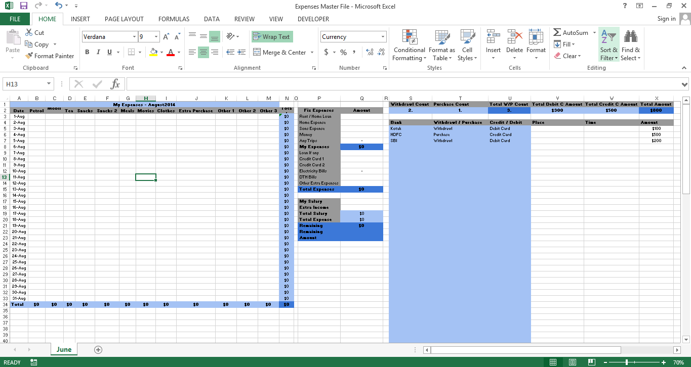 Expenses Form Template