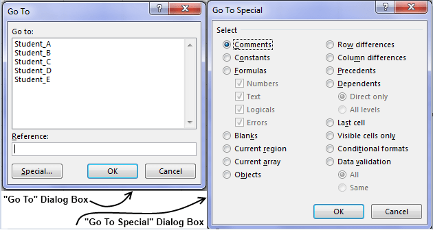 Go To and Go To Special