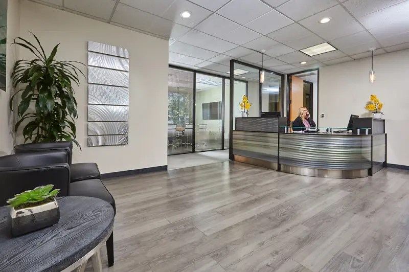 Executive Base Network lobby and reception desk in San Ramon California