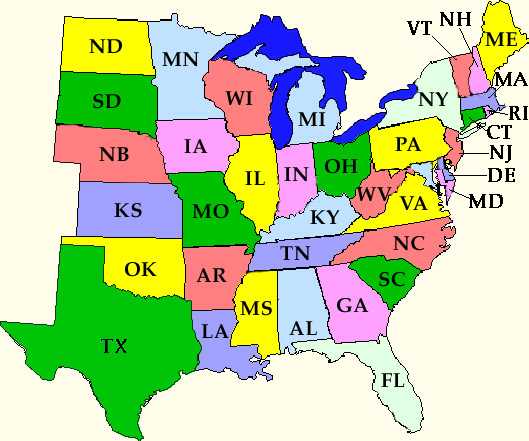 Map Of Eastern United States 